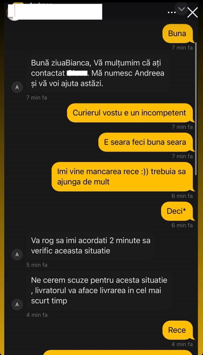 Ce a păţit Bia Khalifa după ce şi-a cumpărat mâncare printr-un curier celebru. Dialogul halucinant avut cu un angajat