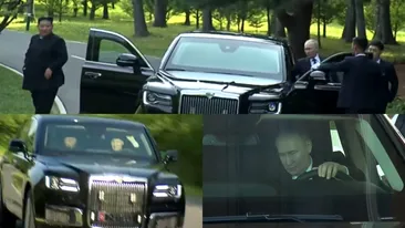 Vladimir Putin, șofer pentru Kim Jong-un! Președintele Rusiei l-a plimbat pe liderul Coreei de Nord cu propria limuzină și i-a oferit una identică drept cadou