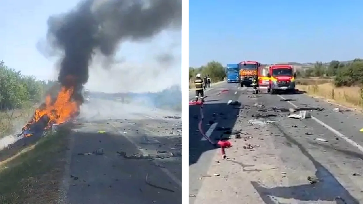 Impact devastator pe o șosea din Lugoj! Un şofer a murit carbonizat în maşină, după ce a intrat în coliziune cu un TIR