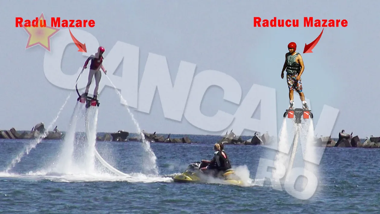 Radu Mazare si fiul au zburat de pe plaja din Mamaia! Vezi care s-a descurcat mai bine la sporturile extreme din acest sezon!