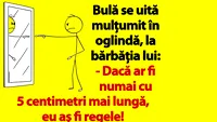 BANC | Bulă se uită mulţumit în oglindă, la bărbăţia lui