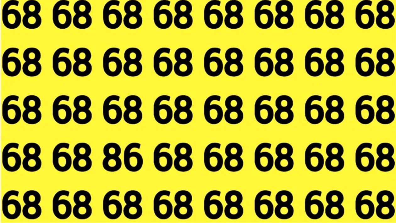Test de logică | Nu toate numerele din această imagine sunt 68. Găsiți-l pe singurul diferit!