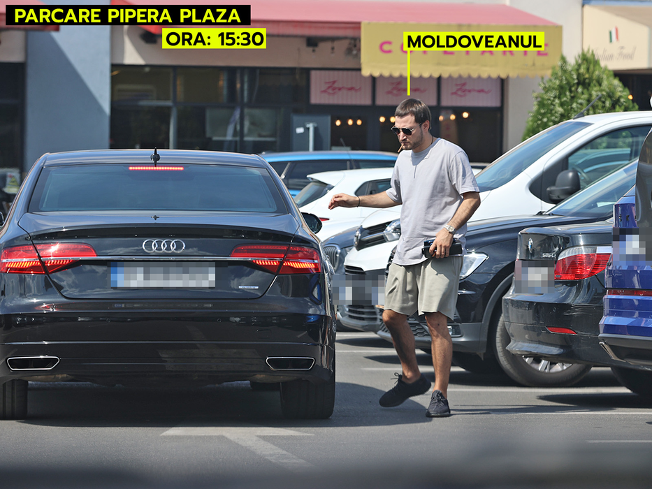 Moldoveanul coboară și el din Audi pentru a se reuni cu Gina în faimosul G (Foto: CANCAN.RO)
