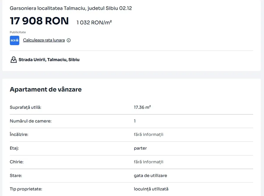 Orașul din România în care poți cumpăra o garsonieră cu doar 3.500 de euro. Este aproape de Sibiu 