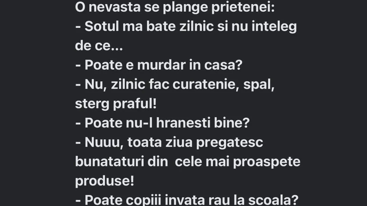 BANC | Soțul meu mă bate zilnic și nu înțeleg de ce