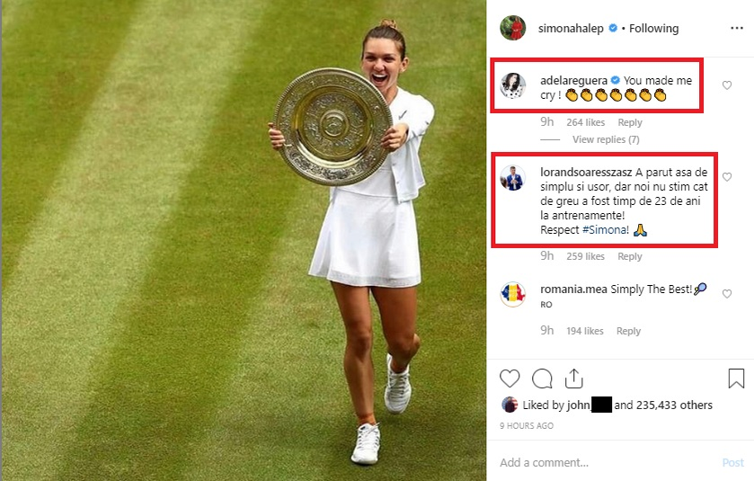 Ce mesaj a lăsat Oana Roman la această fotografie postată de Simona Halep pe Instagram. Nici Simona Gherghe nu s-a lăsat mai prejos