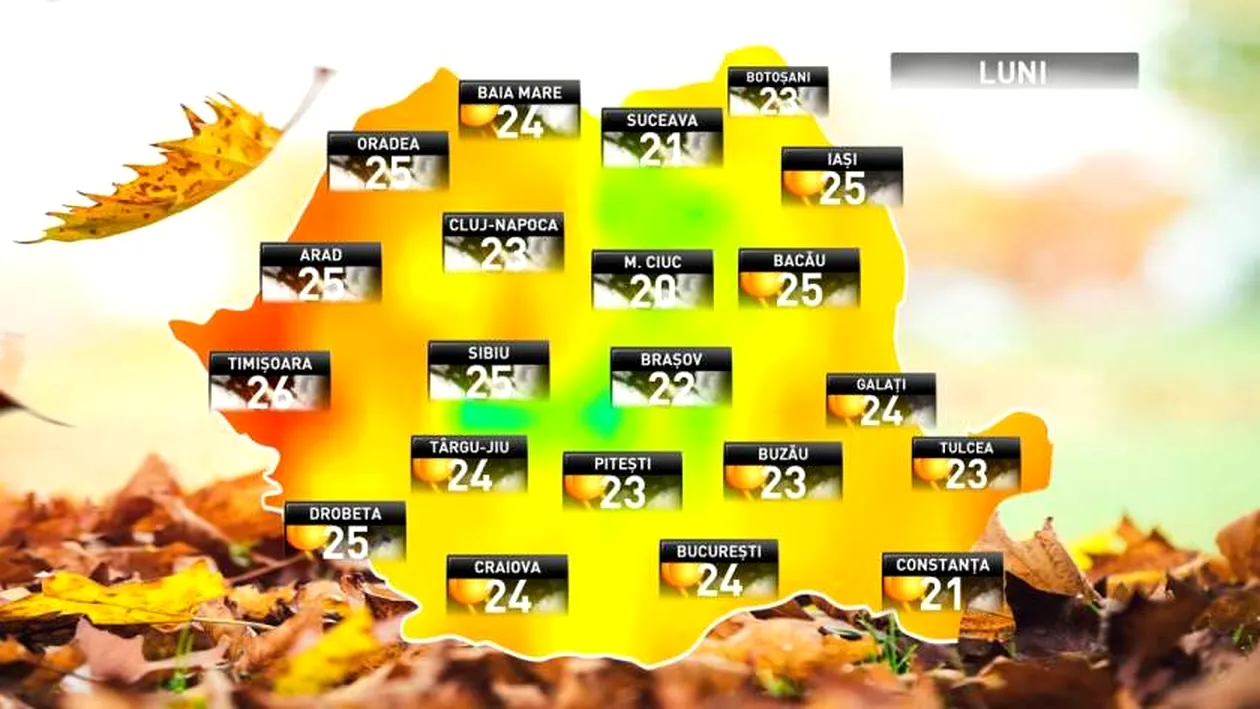 METEO 29 octombrie. Temperaturi peste limitele normale