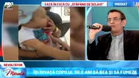 Se intampla in Romania! Un copil de doi ani a fost pus sa fumeze si sa bea bere de tatal sau. TOTUL a fost filmat!