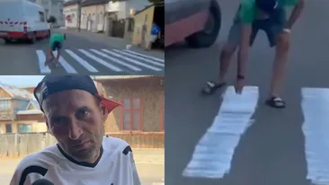 Motivul pentru care Florin din Suceava şi-a desenat propria trecere de pietoni, în faţa unei cârciumi. I-a zăpăcit pe localnici şi pietoni