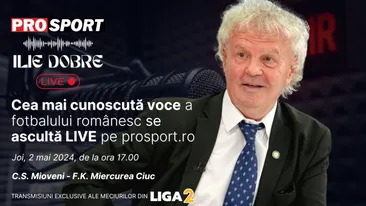 Ilie Dobre comentează LIVE pe ProSport.ro meciul C.S. Mioveni - F.K. Miercurea Ciuc, joi, 2 mai 2024, de la ora 17.00