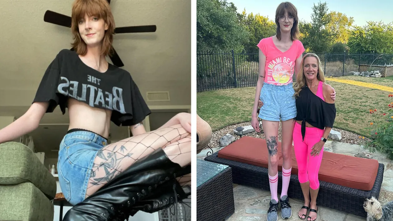 De unde își cumpără haine femeia cu cele mai lungi picioare din lume. Are 2.08 metri înălțime!