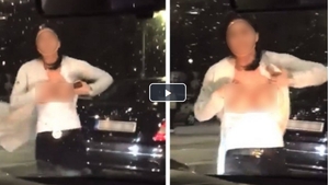Imagini șocante pe o stradă din București! O șoferiță bătăușă s-a dezbrăcat ca să-și intimideze rivala