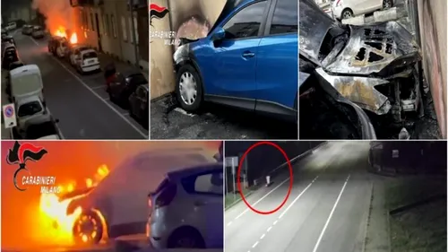 Un român de 25 de ani a dat foc la 33 de mașini și scutere în Milano. Polițiștilor le-a spus că a ieșit la fumat