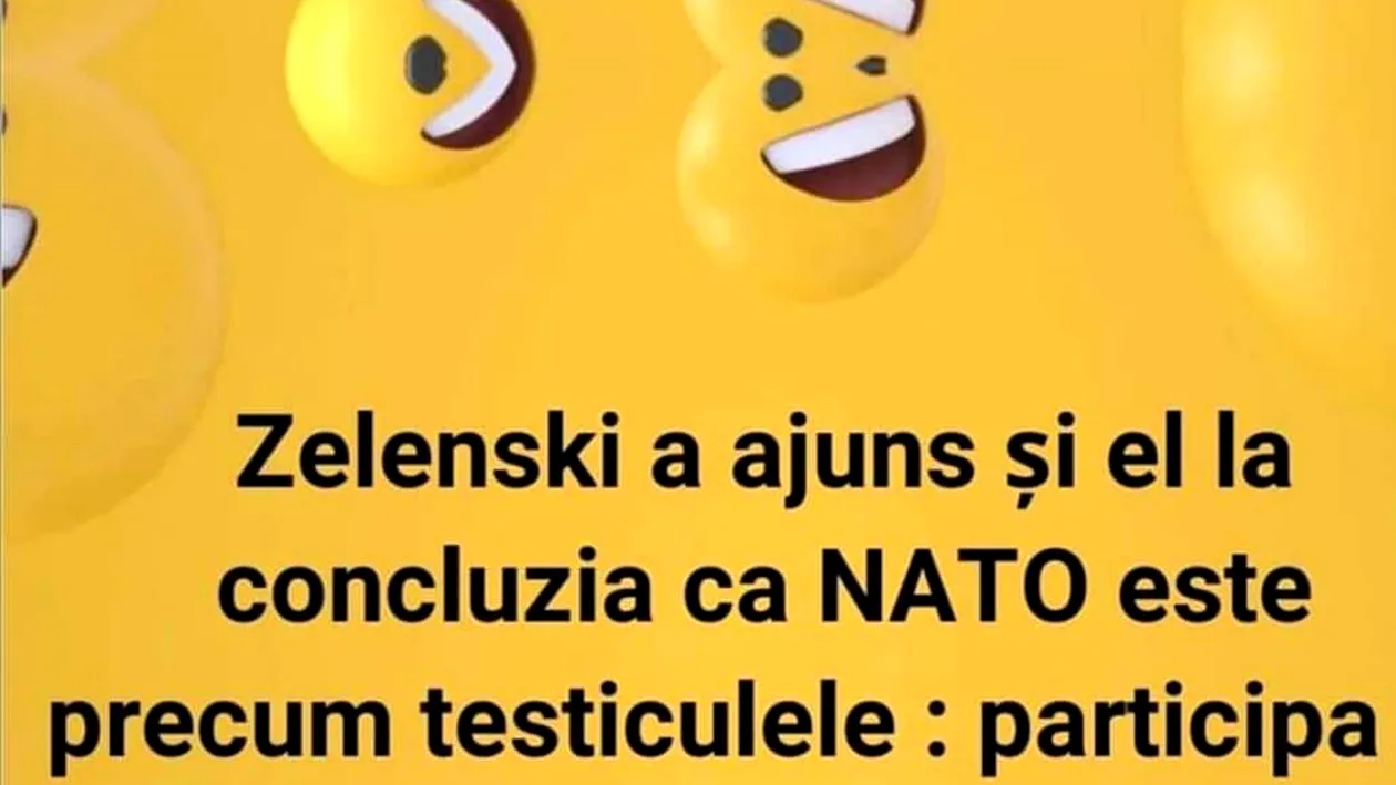BANC | Zelenski a ajuns și el la concluzia că NATO este precum testiculele: participă, dar..