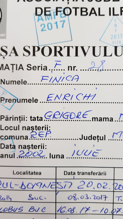 Legitimația lui Enrichi Finica