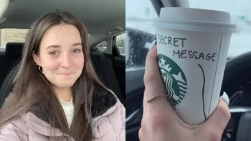 Această tânără a comandat o cafea de la Starbucks. Când a citit mesajul scris pe pahar, să cadă din picioare