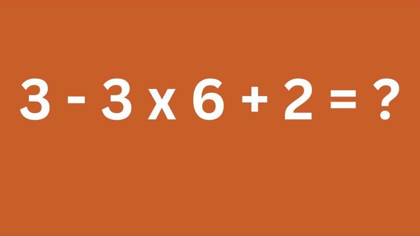 Test de inteligență | Cât face 3 - 3 x 6 + 2 = ?