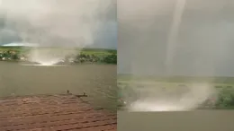 Momente de panică pentru clujeni! O tornadă s-a format pe lacul Mărtinești: „A luat barca pe sus”