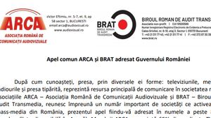 ARCA și BRAT, apel comun către Guvernul României: ”Ajutați presa să reziste crizei!”