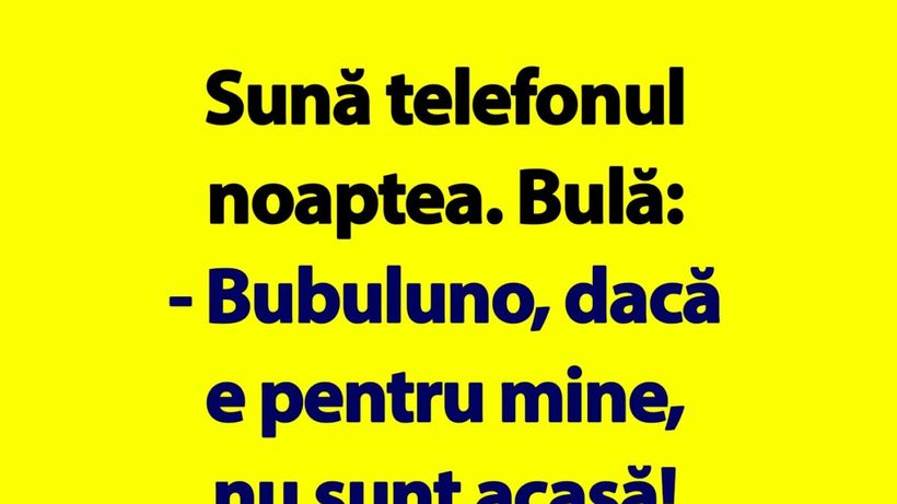 BANC | Sună telefonul noaptea. Bulă: „Bubulino, dacă e pentru mine, nu sunt acasă”