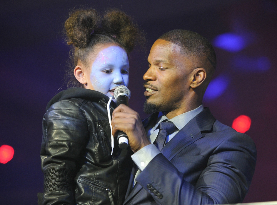 Jamie Foxx și fiica sa Anelise Bishop la petrecerea de premieră a filmului "The Amazing Spider-Man 2" în New York în 2014. Foto: Profimedia