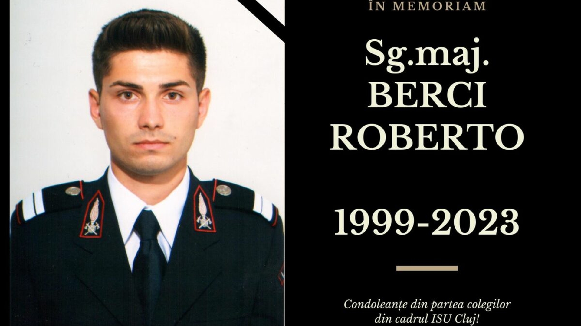 Doliu la ISU Cluj! Roberto, un tânăr pompier, a murit la doar 23 de ani