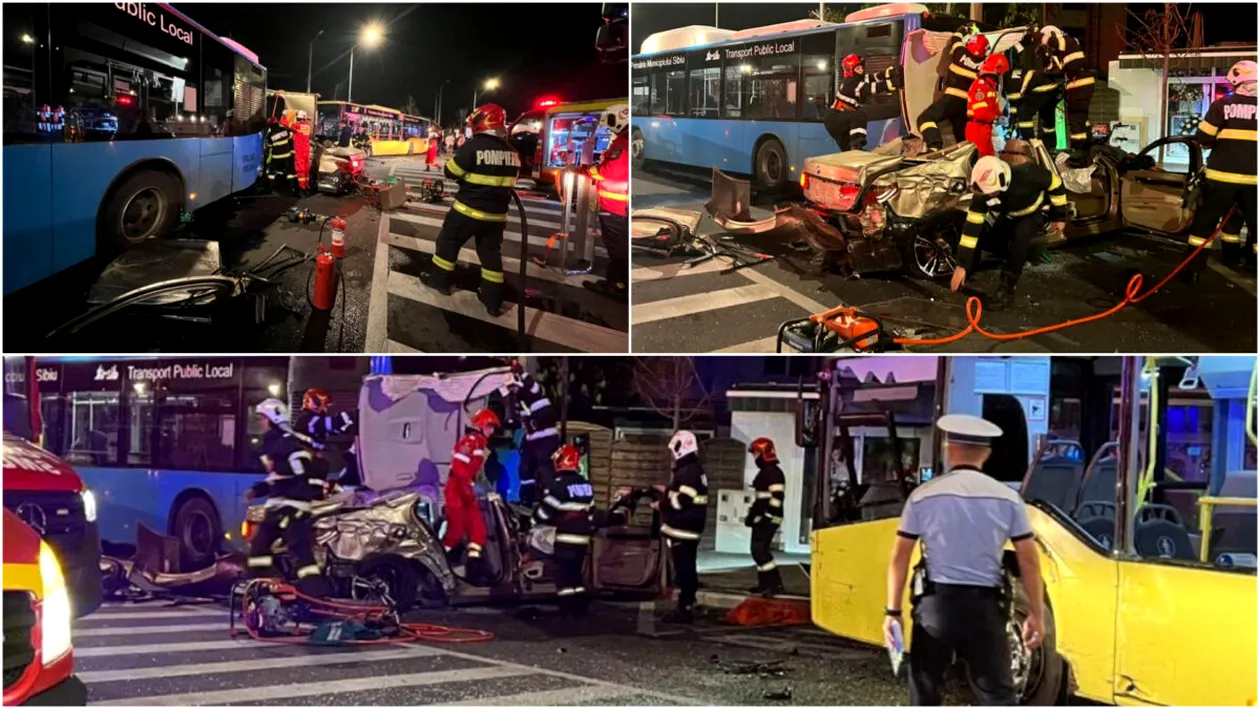 Șoferul unui BMW, cu numărul ZEU, și-a omorât prietena într-un accident. A distrus inclusiv mașinile de transport în comun