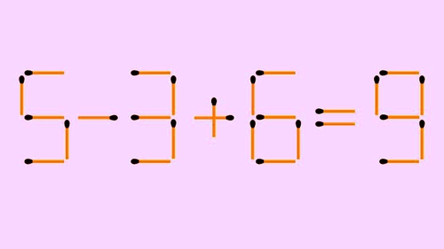 Test IQ cu 10 probleme cu chibrituri | Prima: Adăugați 1 băț pentru a corecta egalitatea 5-3+6=9