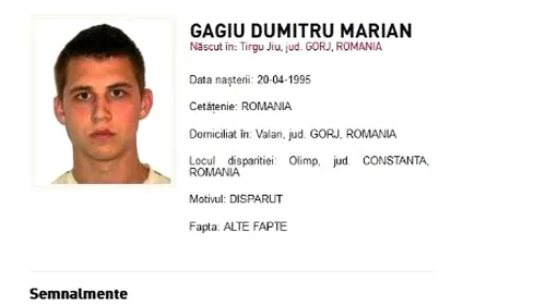 Dumitru Marian Gagiu, tânărul dispărut în valurile Mării Negre în 2019, nu a fost nici până acum găsit. În prezent este căutat de Poliția Română