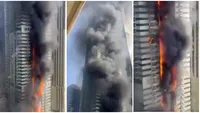 Incendiu de proporții la Dubai Marina! Momentul în care una dintre cele mai înalte clădiri a luat foc + 4.000 de persoane evacuate