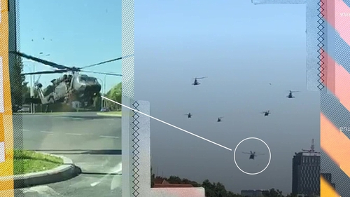 Imagini nedifuzate până acum cu aterizarea forțată a elicopterului Black Hawk american, în Piața Charles de Gaulle. Șoferii au crezut că nu văd bine!