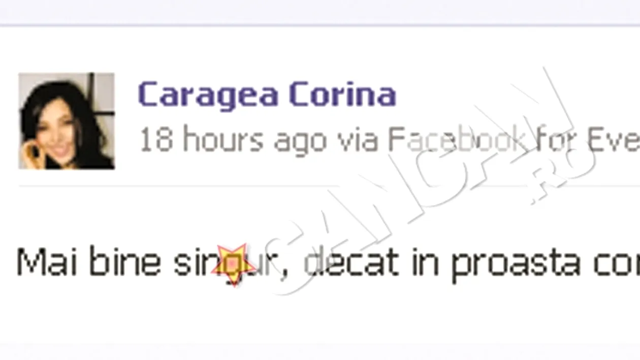 Corina Caragea si-a anuntat despartirea de iubit intr-un mod inedit: Mai bine singura, decat intr-o companie proasta