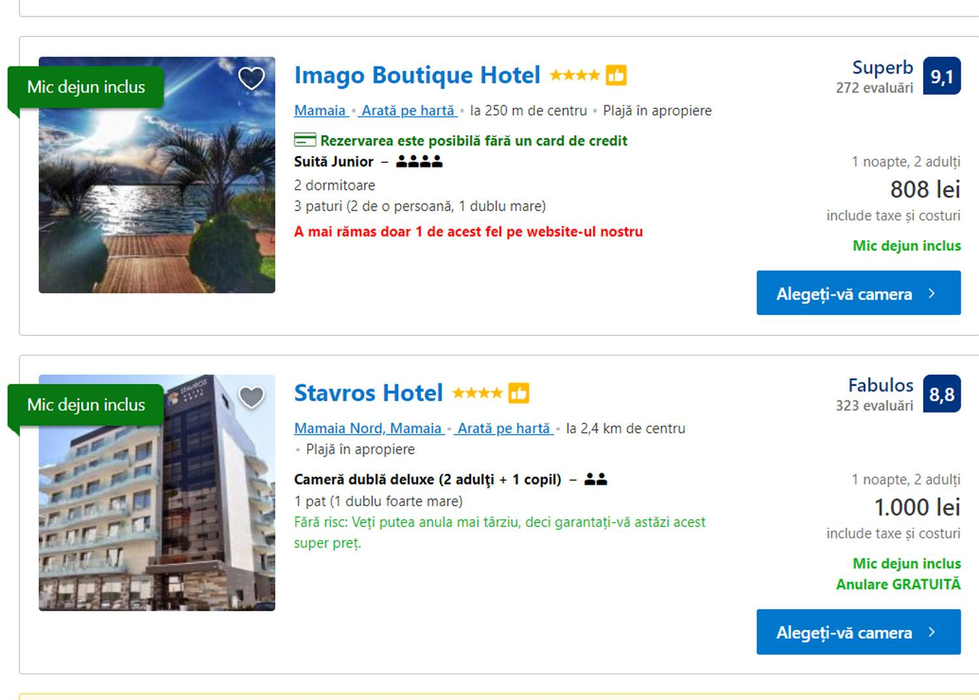 Să vezi și să nu crezi! Câți lei a ajuns acum o noapte, pentru 1 Mai, la un hotel de 4 stele din Mamaia