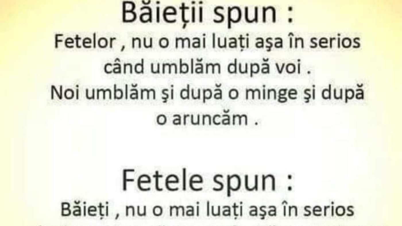 Bancul începutului de săptămână | Băieți VS fete