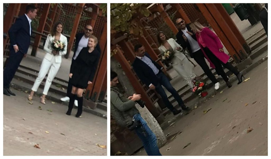 Ștefan Stan și partenera lui, alături de câțiva invitați înainte de cununia civilă © CANCAN.RO, site-ul nr. 1 din România