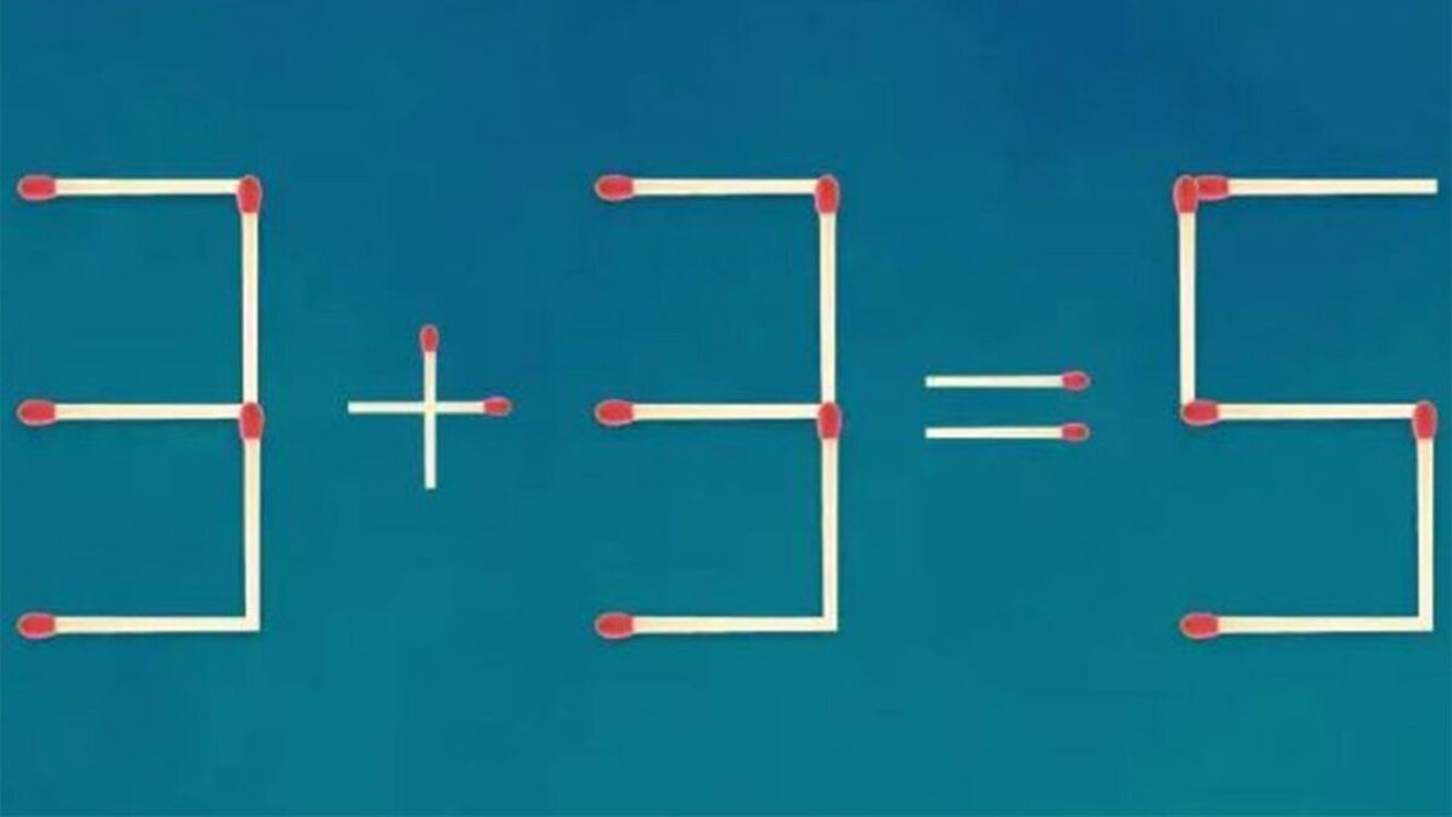 Test de inteligență | 3+3=5 este greșit! Corectați egalitatea, mutând un singur băț!