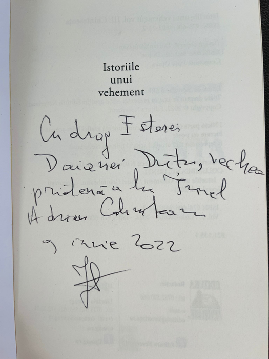 Dedicație de la Irinel Columbeanu pentru Daiana