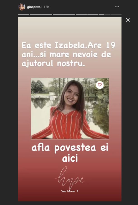 Gina Pistol, apel sfâșietor la puțin timp după ce s-a aflat că este însărcinată: “Ea este Izabela și are nevoie de ajutorul nostru”