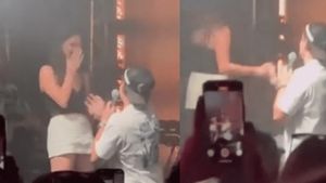 A urcat pe scenă chiar în timpul concertului și a cerut-o în căsătorie. Reacția ei nu a fost cea așteptată