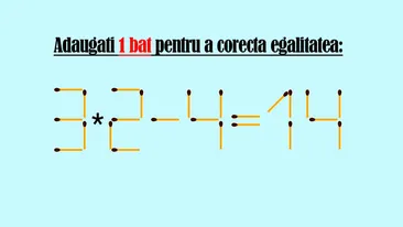 Test de inteligență exclusiv pentru genii | Adaugați 1 chibrit pentru a corecta: 3x2-4=14