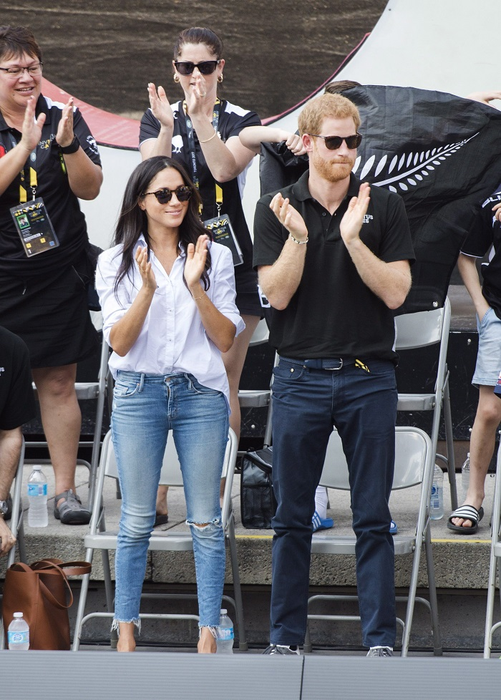 Prince Harry and his girlfriend Meghan Markle cheer while watching the wheelchair tennis competition at the Invictus Games in Toronto, ON, Canada, Monday September 25, 2017. This is Prince Harry's first public appearance with Markle. Photo by Nathan Denette/CP/ABACAPRESS.COM