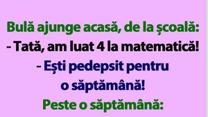 BANC | Bulă ajunge acasă, de la școală: "Tată, am luat 4 la matematică"