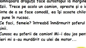 BANC | O domnișoară drăguță face autostopul la marginea străzii....