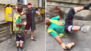 VIDEO / Imagini halucinante în Iași. Muncitor pe șantier, bătut fără milă de un lector universitar, din cauza zgomotului făcut de utilajul folosit de bărbat