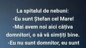 BANCUL ZILEI | La spitalul de nebuni: "Eu sunt Ștefan cel Mare"
