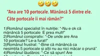 BANC | Problemă de matematică: Ana are 10 portocale. Mănâncă 5 dintre ele. Câte îi mai rămân?