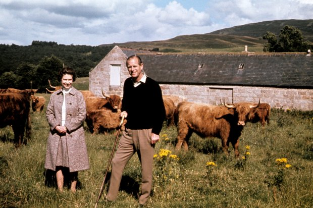 Queen Elizabeth II and the Duke of Edinburgh during a visit to a farm on their Balmoral estate, to celebrate their Silver Wedding anniversary.