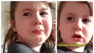 VIDEO. Imagini savuroase! În plină pandemie, o fetiță plânge pentru că s-au închis toate restaurantele ei preferate