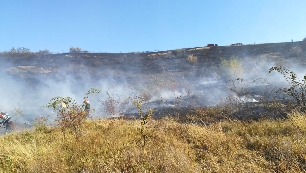 Incendiu puternic la Iași! Este afectată o suprafață de 50 de hectare