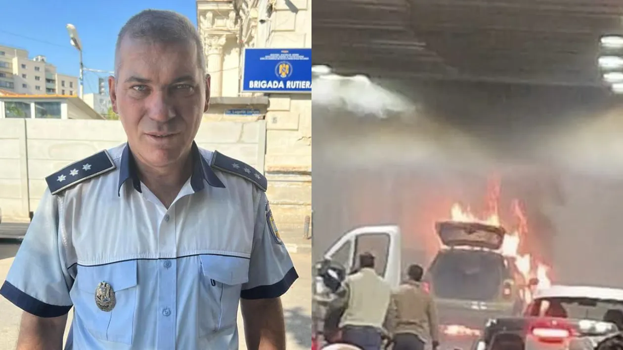 Polițistul-erou care a reușit să salveze persoanele din fumul dens din Pasajul Unirii, unde o mașină a luat foc marți dimineață